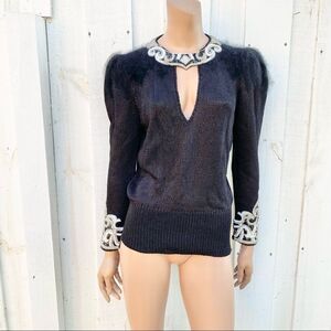 Elizabeth vintage black sequins beads sweater s